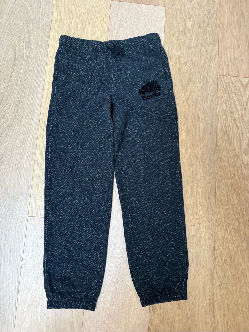 Roots Kids Black Heather Joggers with Logo